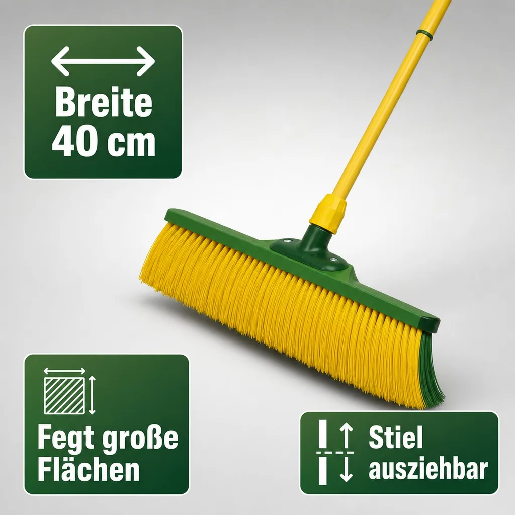 Krallenbesen mit Teleskopstiel, 40 cm breit