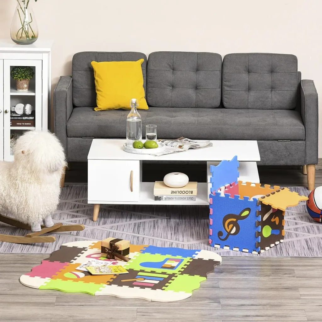 Puzzlematte 25 Teile mit Musikinstrumenten Kinderspielteppich Matte Spielmatte Bodenschutzmatte Bodenmatte für 0-14 Jahr