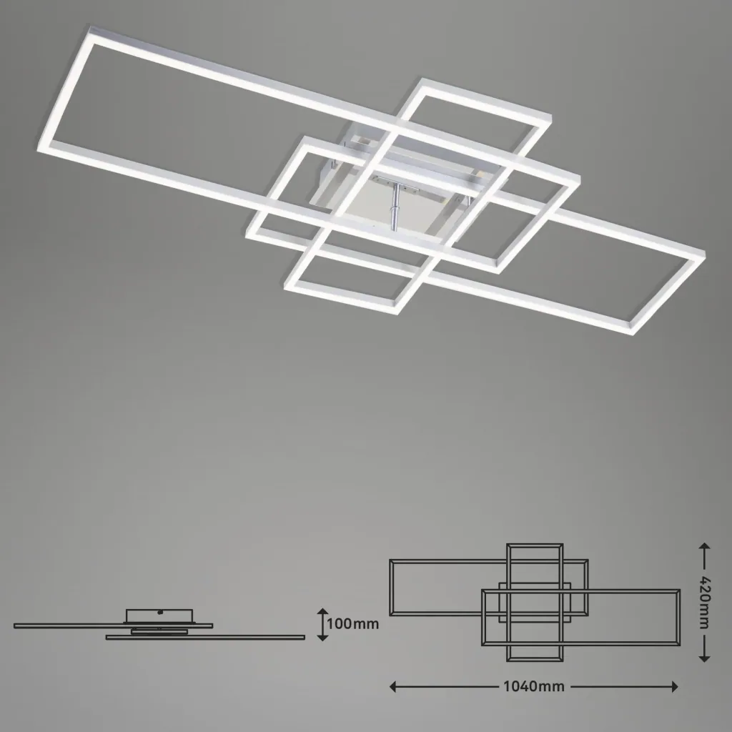 LED Wand- und Deckenleuchte, 104 cm, CCT, 5500 Lumen, 55 Watt, Alu-Chrom