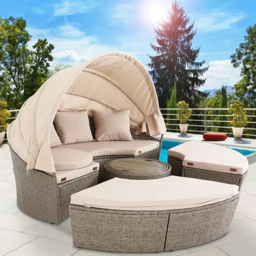 Sonneninsel Ø185cm mit Markise ALLES in 1