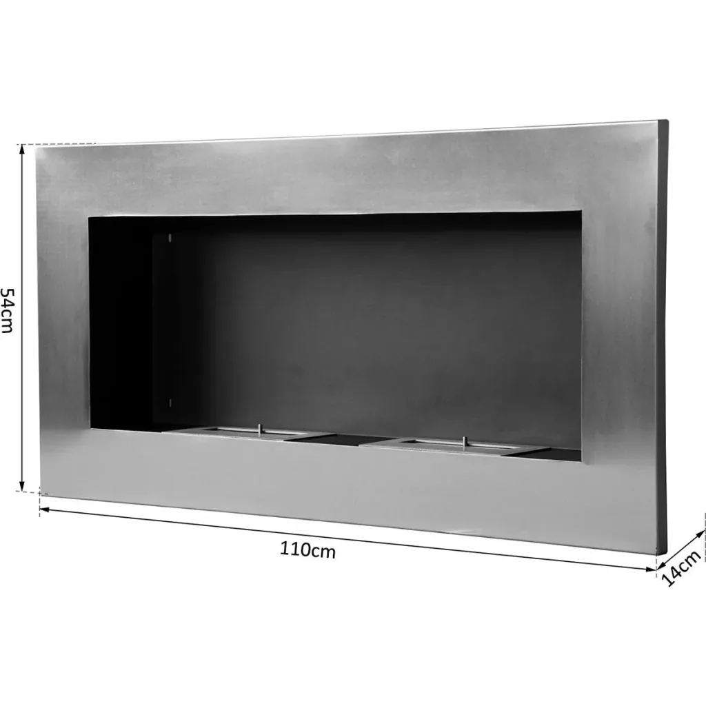 Wandkamin mit 2 Brennstoffbehältern silber