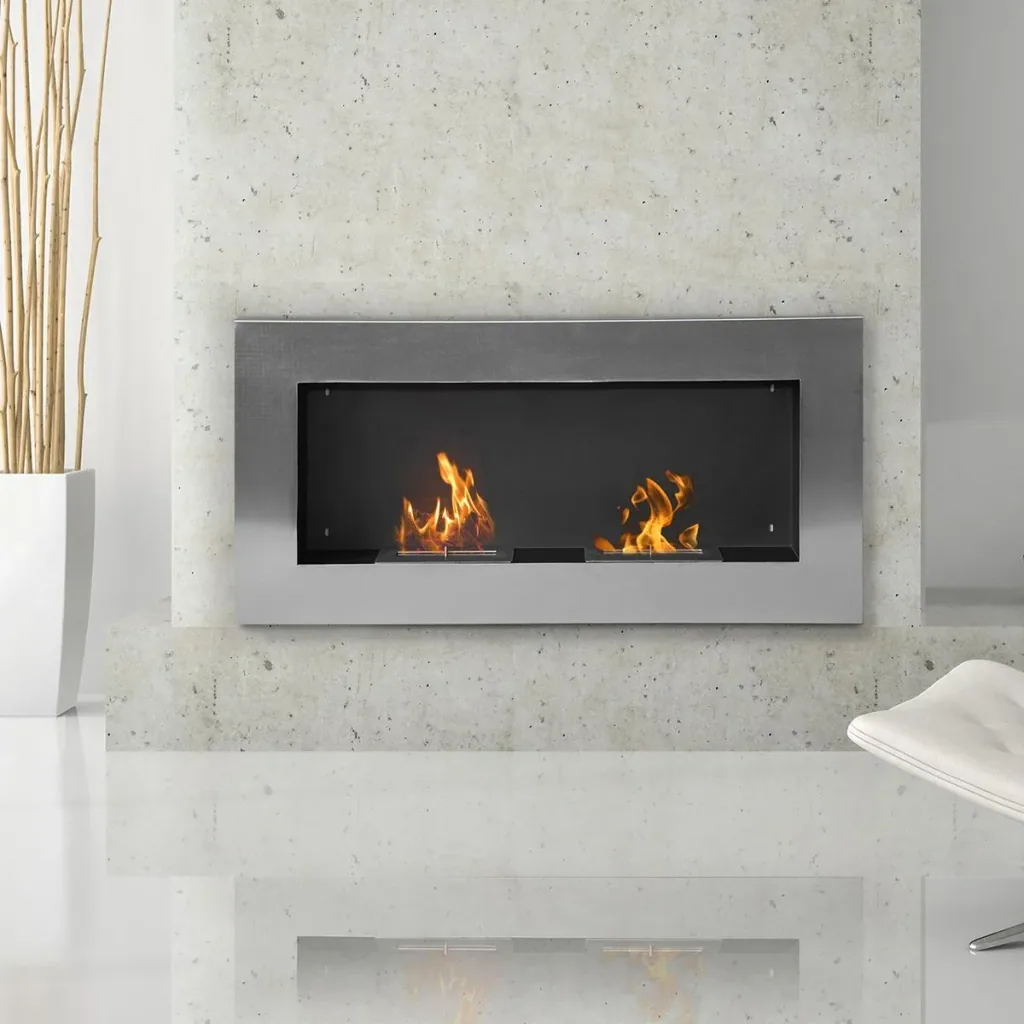 Wandkamin mit 2 Brennstoffbehältern silber