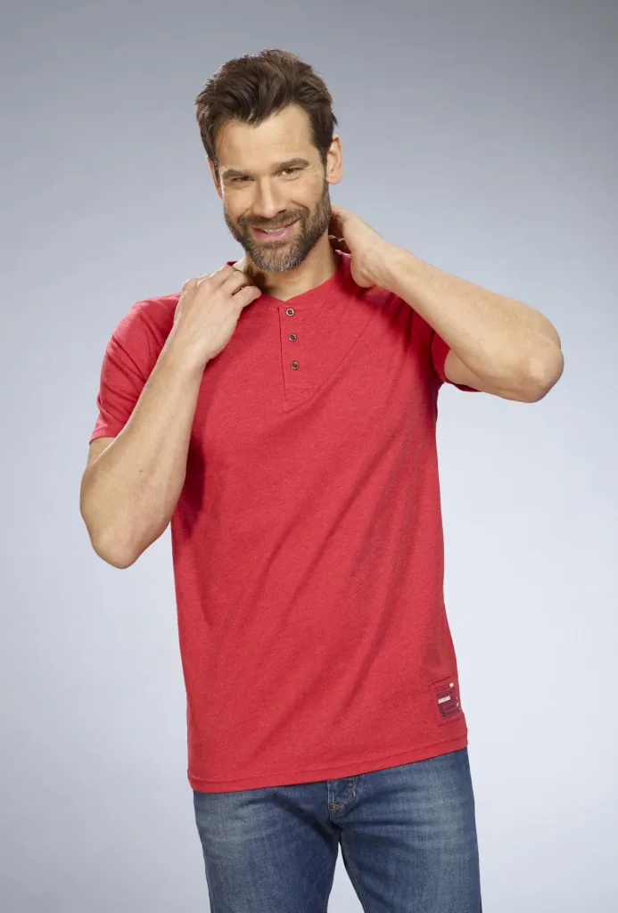 T-Shirt mit Knopfleiste, Farbe rot, Gr.M