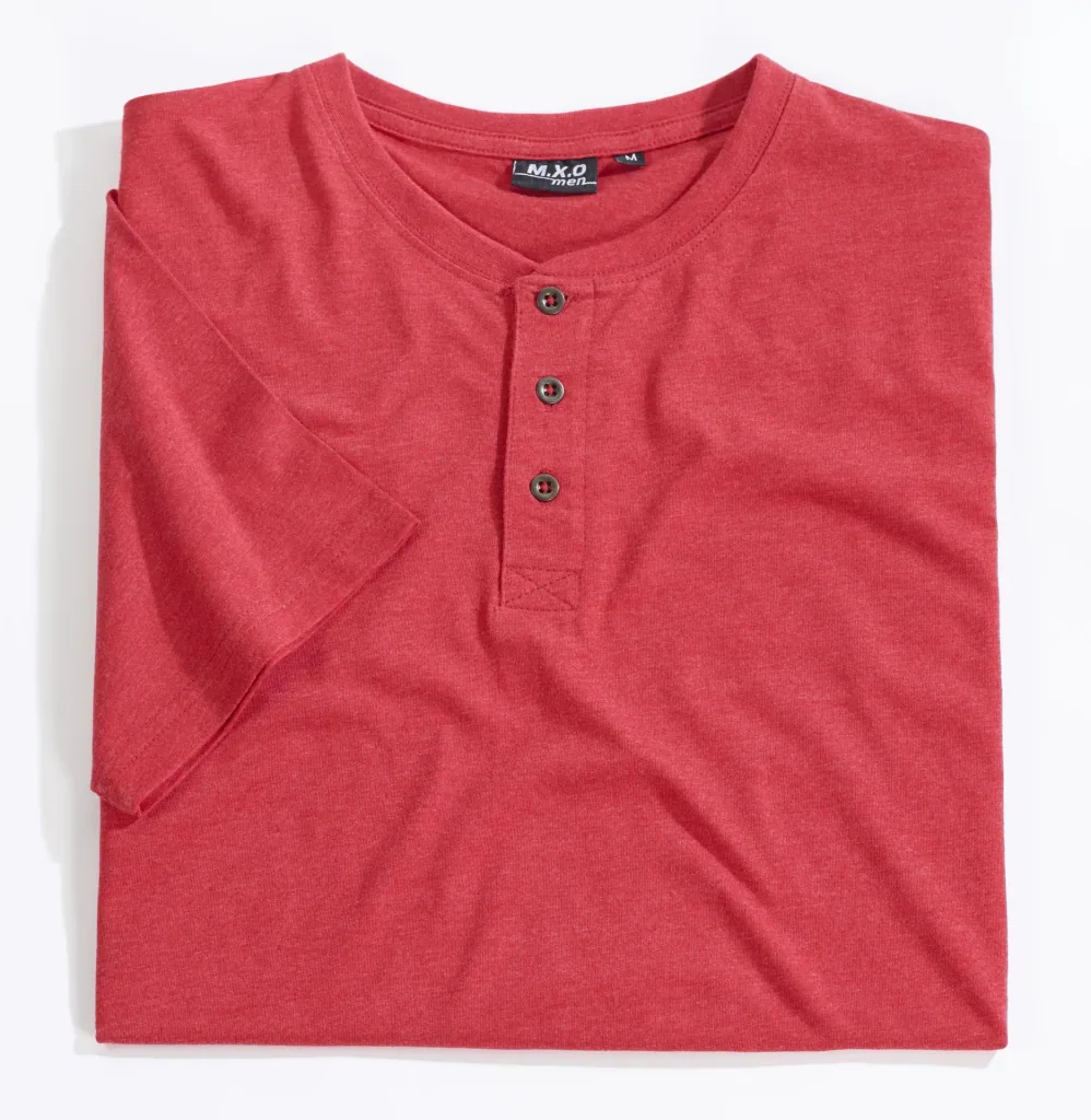 T-Shirt mit Knopfleiste, Farbe rot, Gr.M