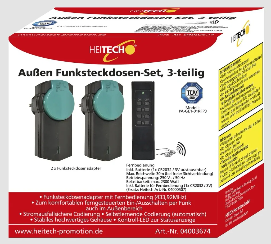 Funksteckdosen 2er Set für den Außenbereich mit Fernbedienung