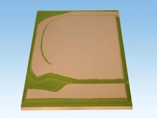 Anbauteil links Drehscheibe 70 x 120 cm, kürzbar auf 70 x 100 cm, Spur H0, TT, koloriert und begrast, auf Holzrahmen
