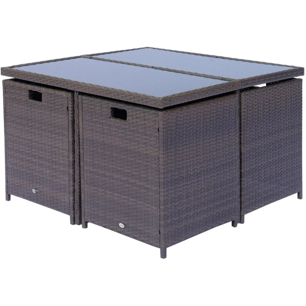 Polyrattan Sitzgruppe Essgruppe 21 tlg, mit Kissen Alu Braun