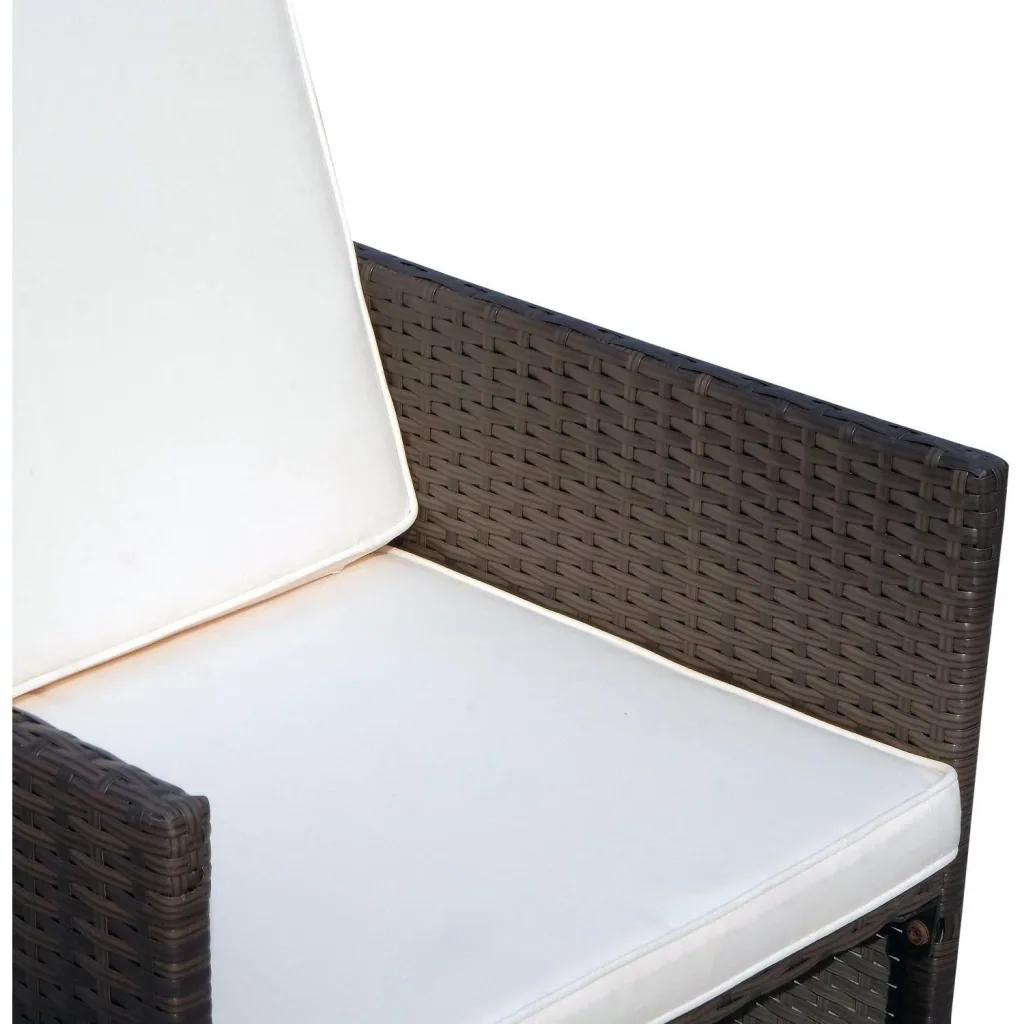 Polyrattan Sitzgruppe Essgruppe 21 tlg, mit Kissen Alu Braun