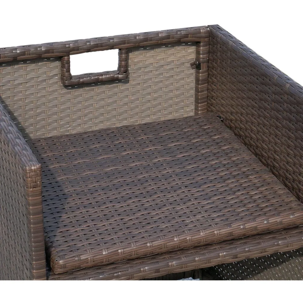 Polyrattan Sitzgruppe Essgruppe 21 tlg, mit Kissen Alu Braun