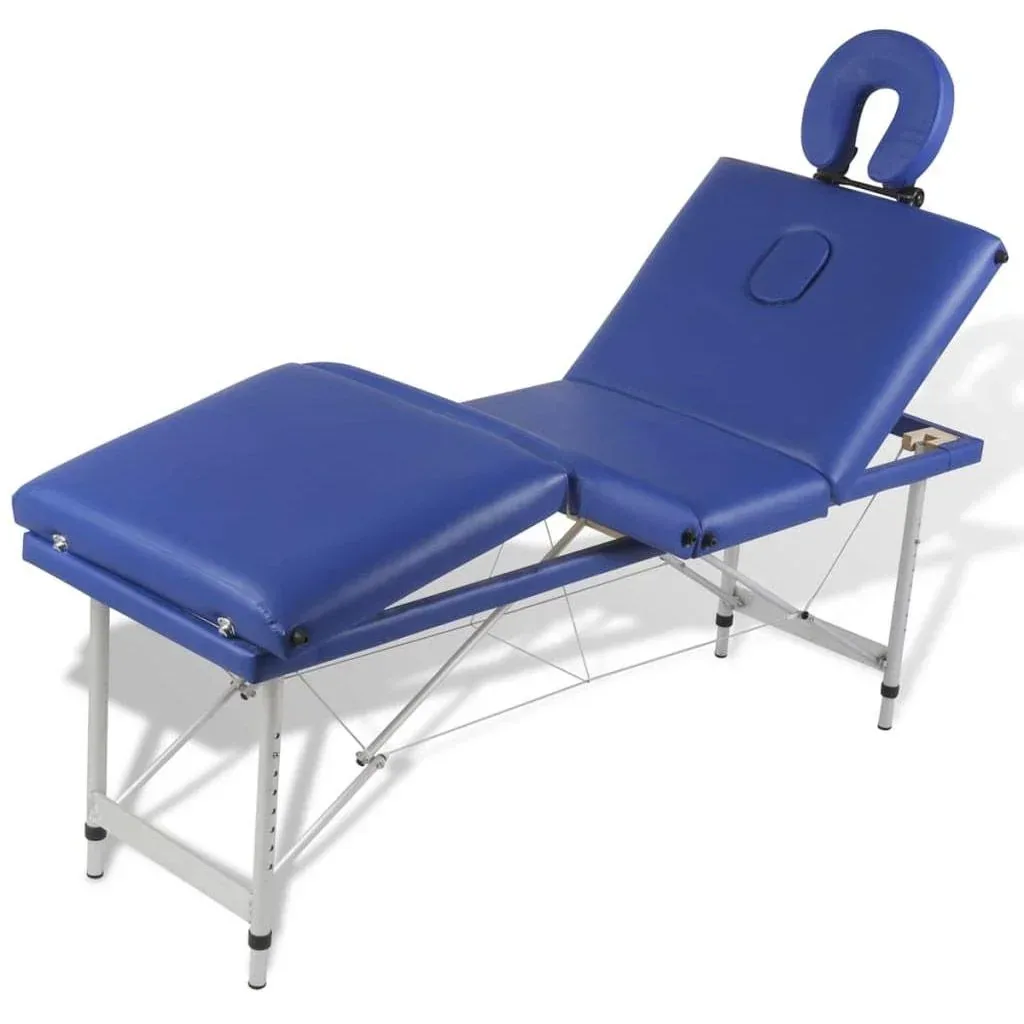 Zusammenklappbare Massageliege mit Aluminiumrahmen (vierteilig / blau)
