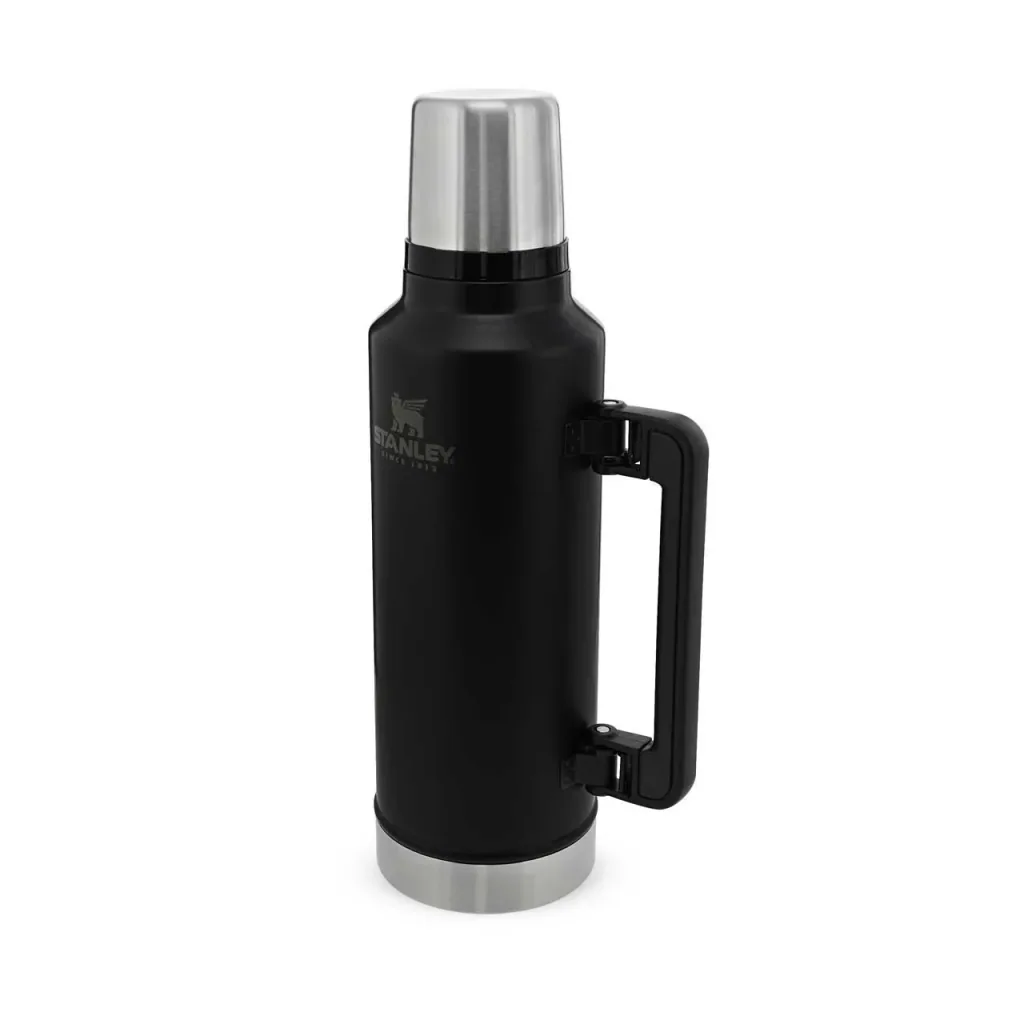 Classic Vakuum-Flasche 1,9 l, matt schwarz, doppelwandige Vakuumisolierung, Griff, Trinkbecher