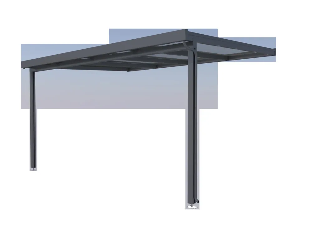 Terrassendach Premium, anthrazit, 4102 x 3060 mm - Polycarbonat Stegplatten 16 mm, opal