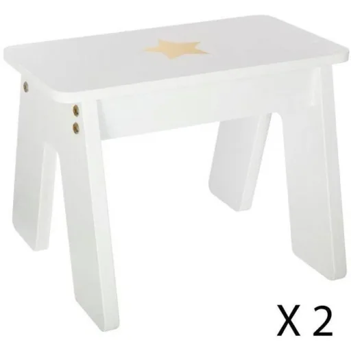 NL Stehtisch mit 2 Hockern - Weiß - 57x57x51 cm