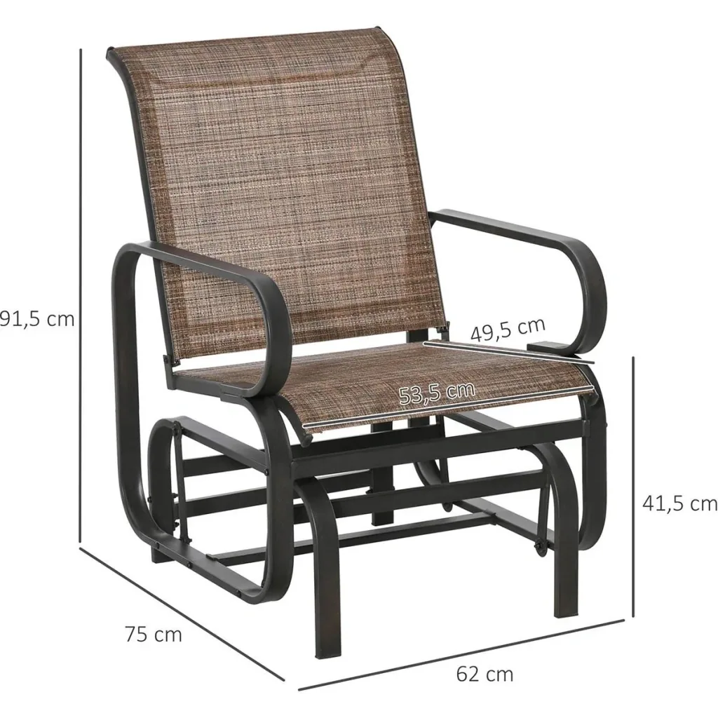 Schaukelstuhl Garten Gartenstuhl Relaxstuhl Gartenschaukel Schaukel Stuhl outdoor für Terrasse Balkon Stahl Texteline Br