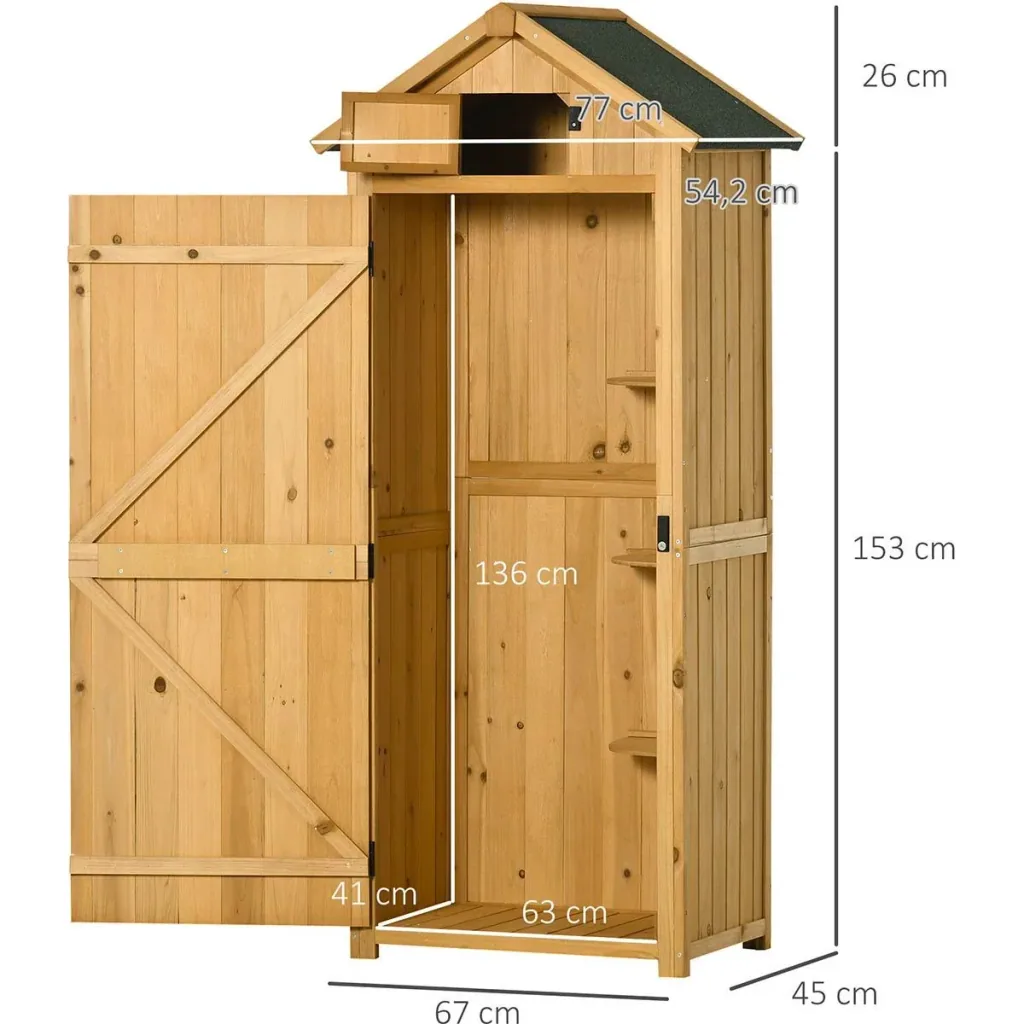 Gartenschrank Gartenhaus Gerätehaus Geräteschuppen mit Fachböden Asphaltdach Fenster Holz Gelb+Grün 77 x 54,2 x 179 cm