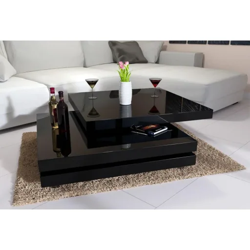 Couchtisch New York schwarz 76x76 cm verstellbar