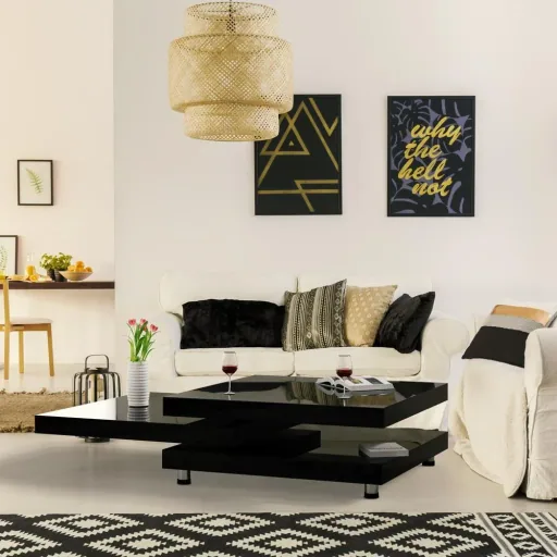 Couchtisch New York schwarz 76x76 cm verstellbar