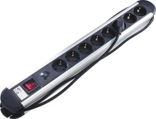 Aluminium Steckdosenleiste 8-fach