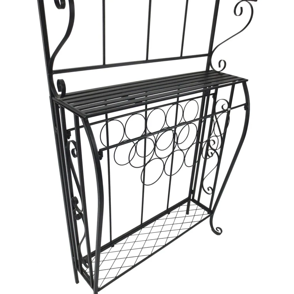 Weinregal Weinhalter Flaschenregal Standregal für 9 Flaschen Metall Schwarz 75 x 25 x 169 cm
