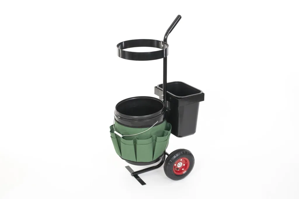Westmann Gartenwagen Universal, 56×40×104 cm, Schwarz/Grün – mit zwei Behältern und Werkzeugtasche