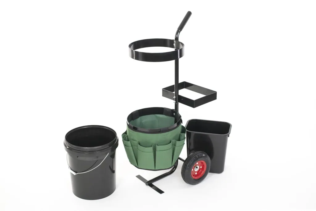 Westmann Gartenwagen Universal, 56×40×104 cm, Schwarz/Grün – mit zwei Behältern und Werkzeugtasche