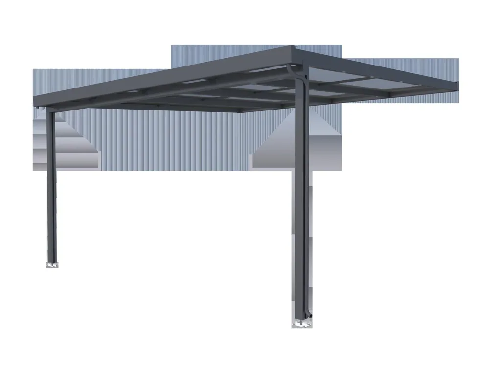 Terrassendach Premium, anthrazit, 4102 x 4060 mm - Acryl Stegplatten 16mm, klar