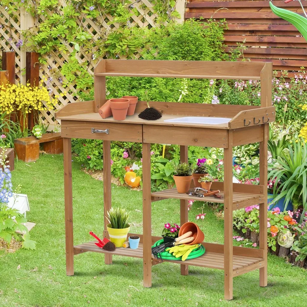 Gärtnertisch mit Wanne natur