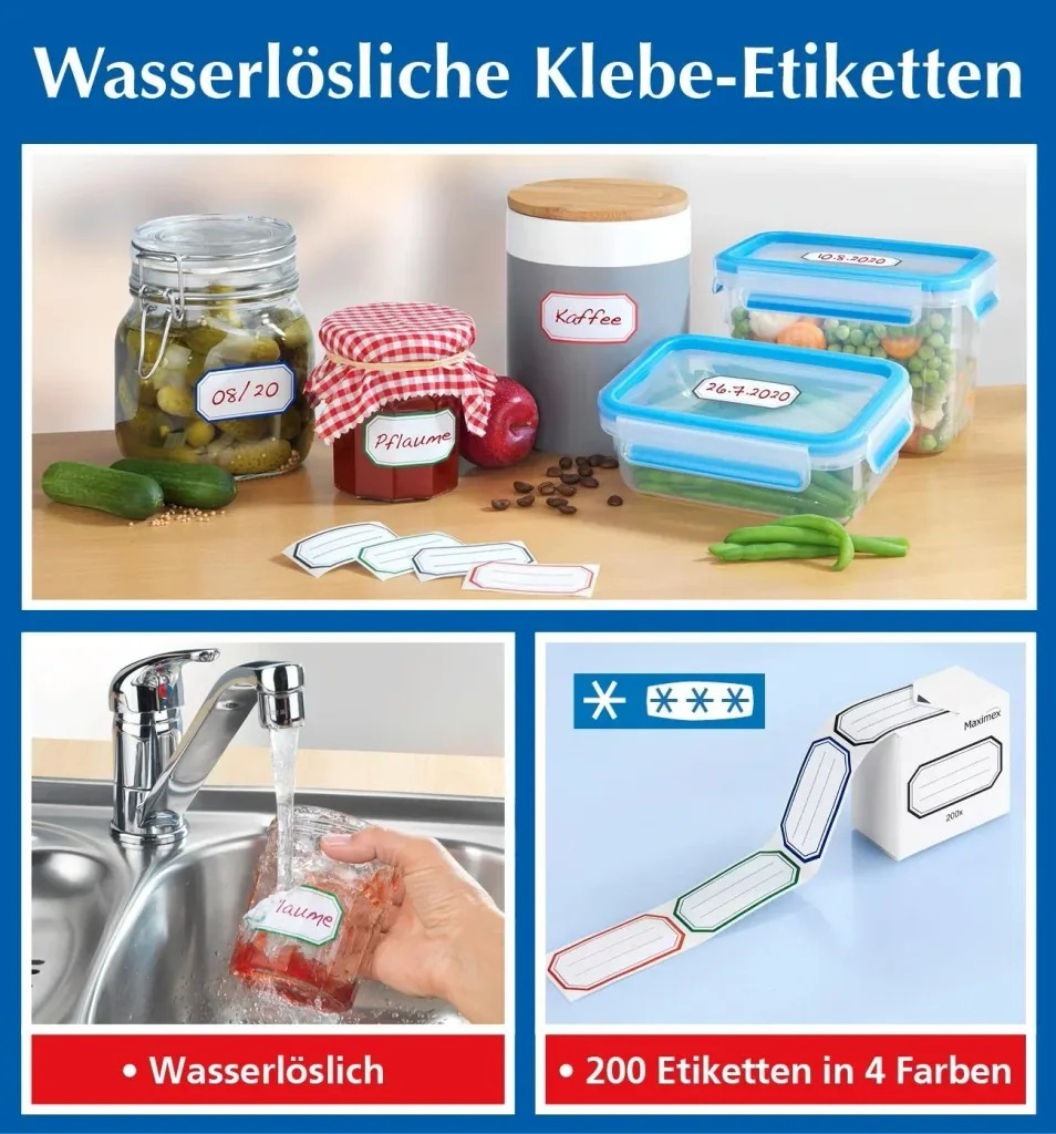 Klebeetiketten, wasserlöslich, 200 Stück