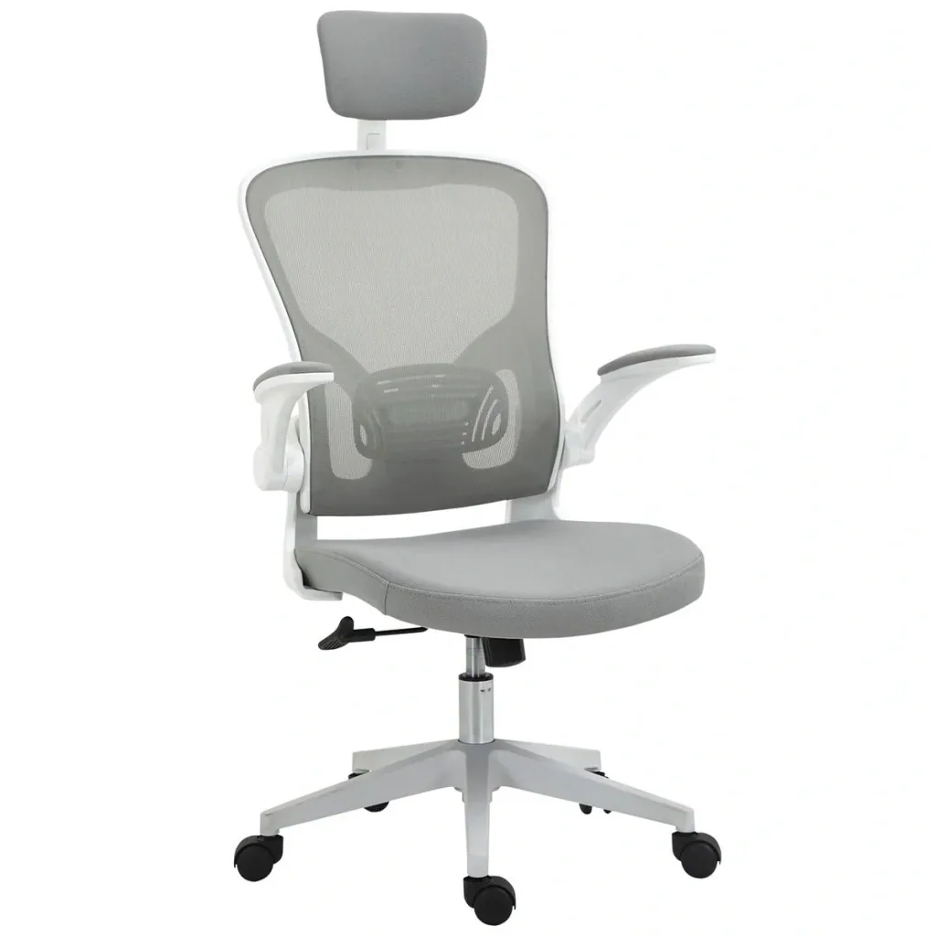 Bürostuhl ergonomischer Shreibtischstuhl mit Wippfunktion hoher Rückenlehne Lendenwirbelstütze Kopfstütze hochklappbarem