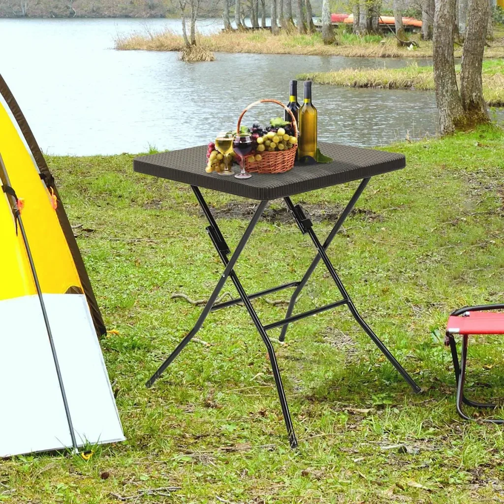 Klapptisch Rattanlook - dunkelbraun - 60 x 60 cm