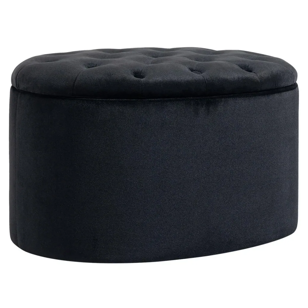 Sitzbank Polsterbank mit Stauraum Truhenbank Ovale Form Flur Schlafzimmer Wohnzimmer samtartiges Polyester Gummiholz Sch