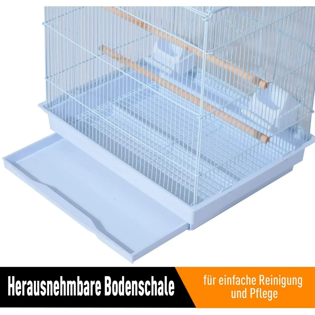Vogelhaus Vogelkäfig Vogelvoliere für Papagei Wellensittich Vogelbauer mit rollbarem Ständer Weiß 47,5 x 37 x 153 cm