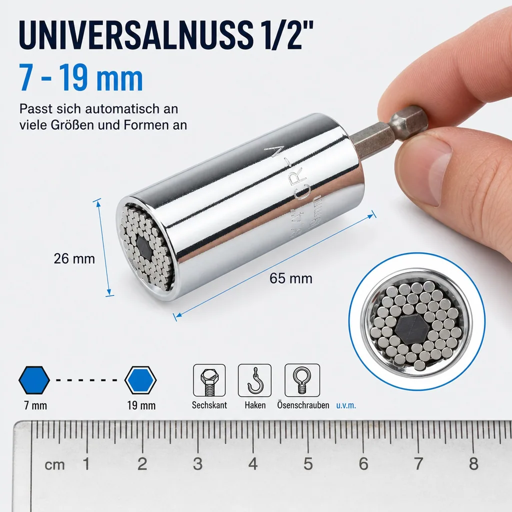 Universalnuss 1/2", 7 - 19 mm