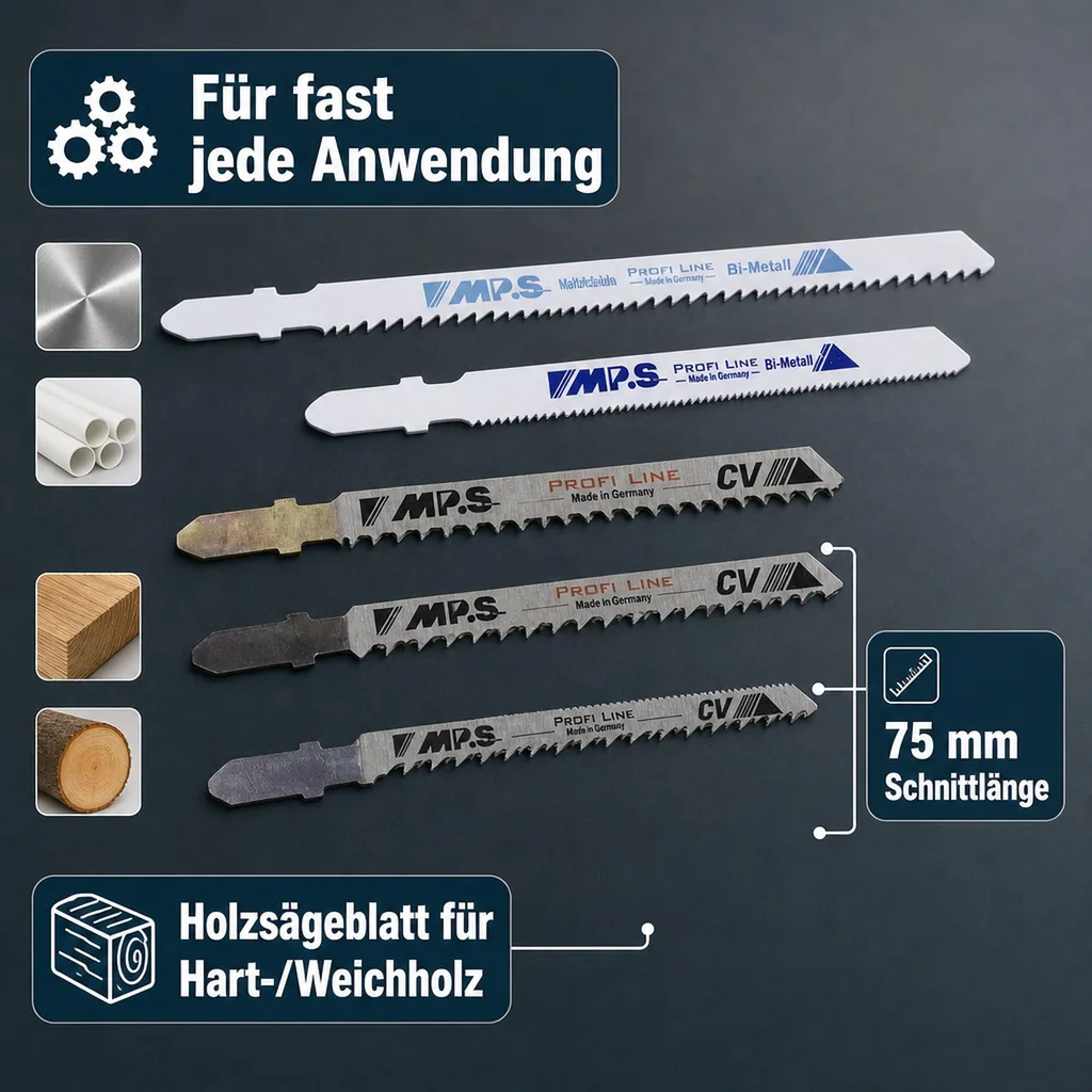 Stichsägeblatt Set 5 teilig. für AEG, Bosch und Makita
