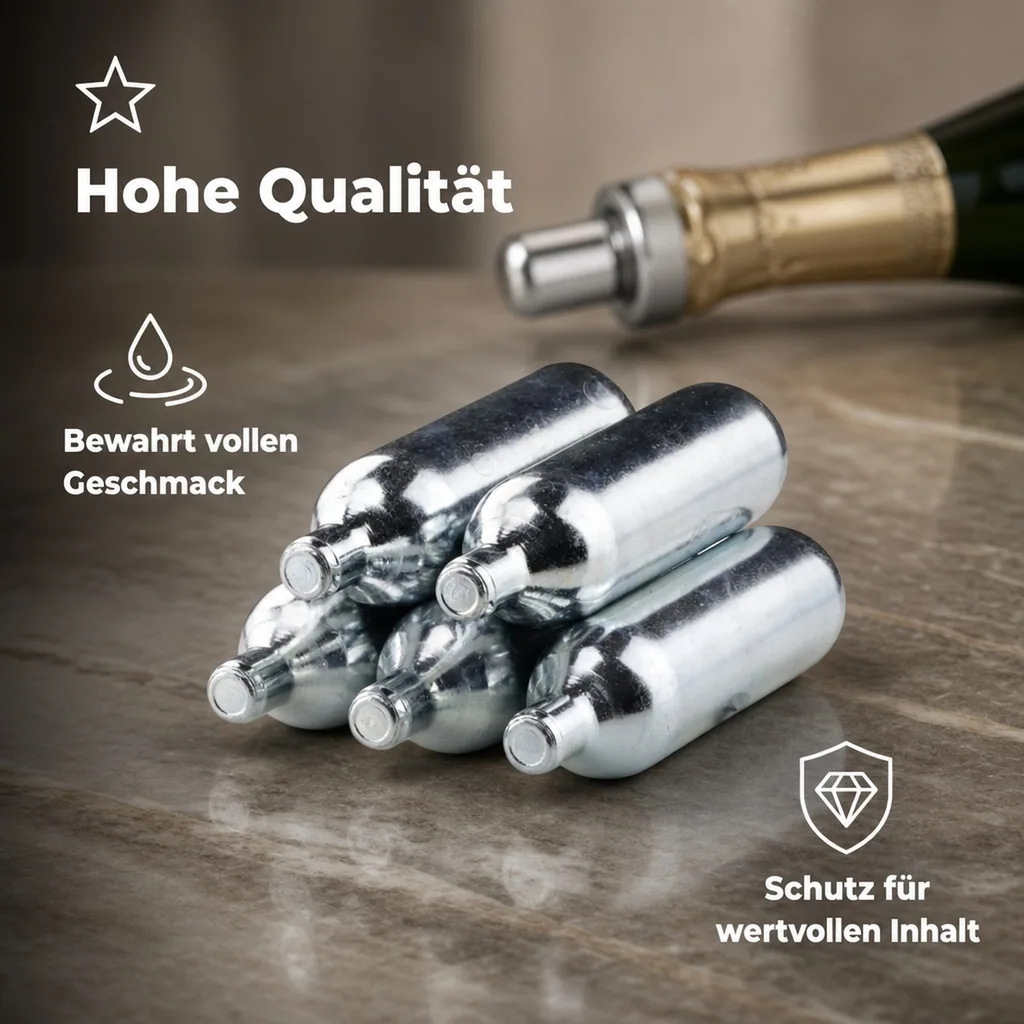 CO2 Kapseln für Champagner Protector: 5 Stk. (16g) - Spritzigkeit bewahren & länger genießen