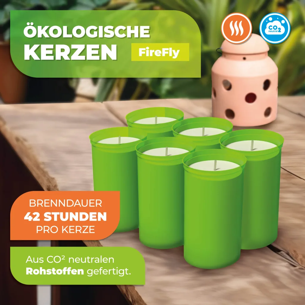 Kerzen "Firefly" 6er Set für Frostwächter aus Terracotta