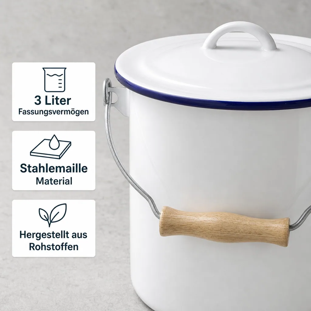 Abfalleimer, weiß, 3 Liter