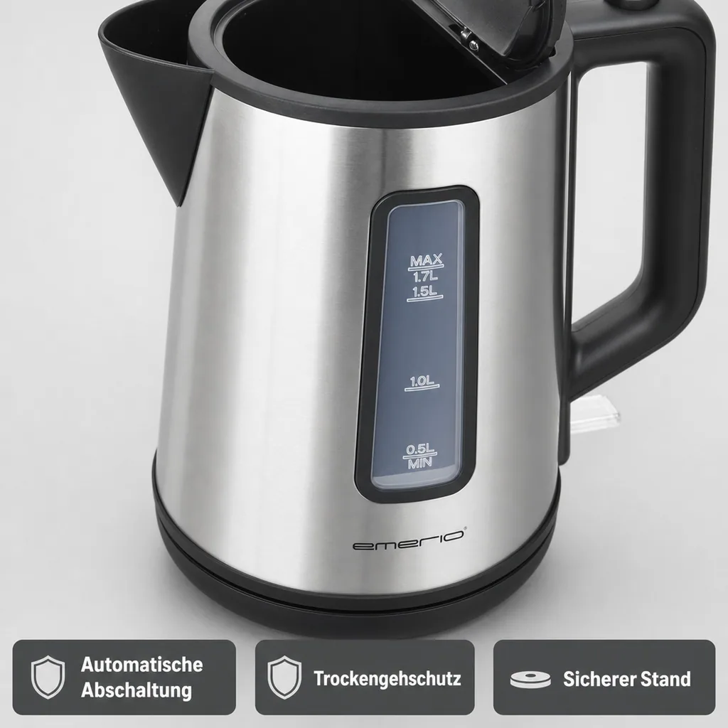 Wasserkocher, Cool Wall „WK-122829“, Edelstahl, 1,7 Liter
