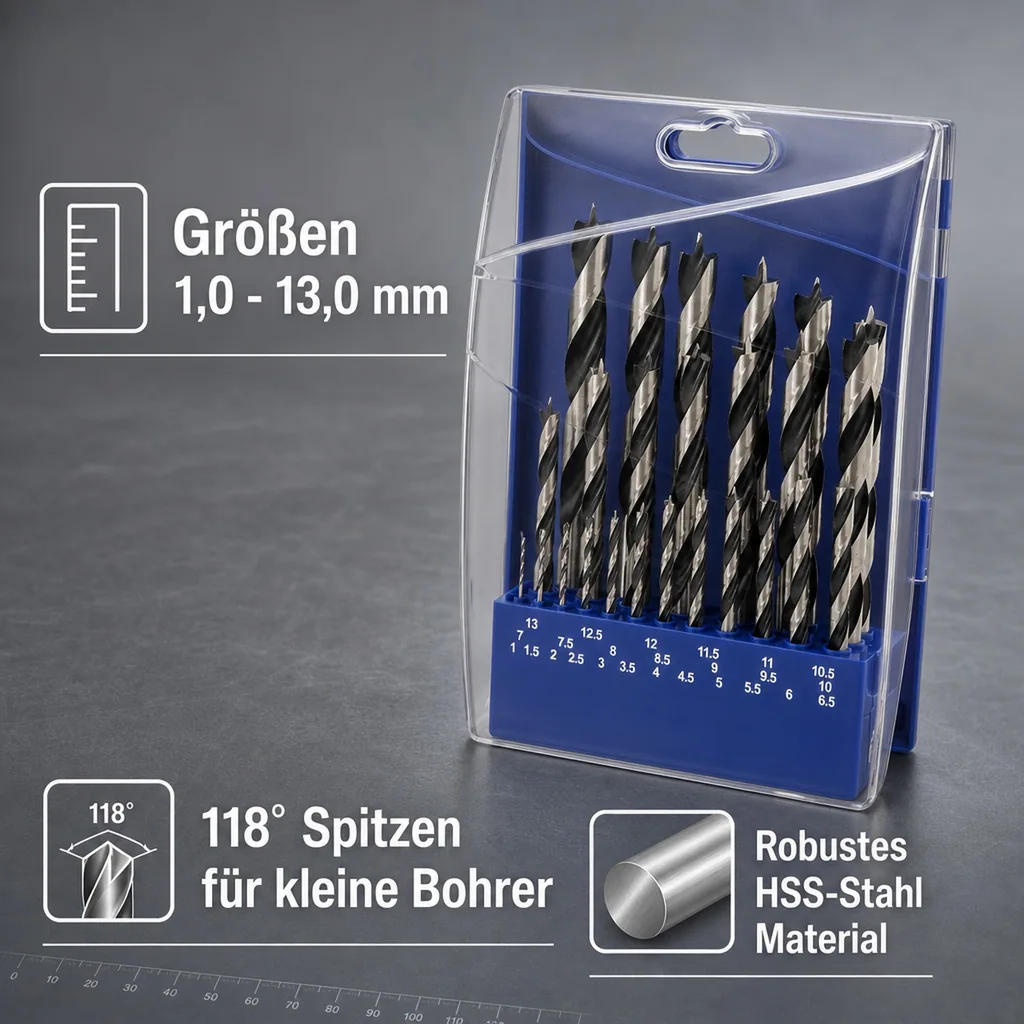 Holzbohrer-Set 25-teilig. 1,0 - 13,0 mm