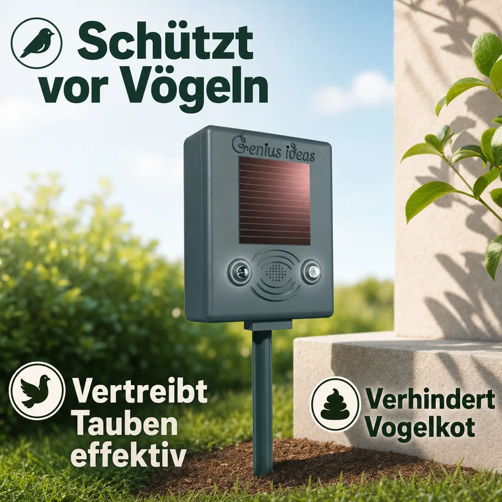 Solar-Vogelschreck mit Abwehrton & Blitzlicht