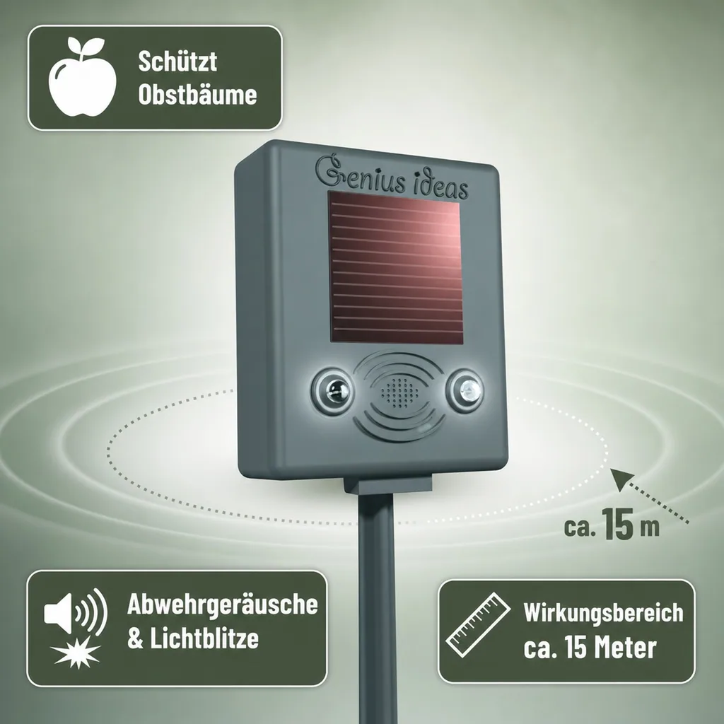 Solar-Vogelschreck mit Abwehrton & Blitzlicht