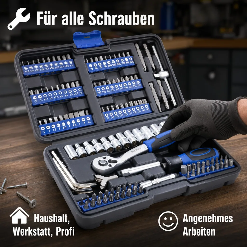 Steckschlüssel-und Bit-Satz 132-teilig