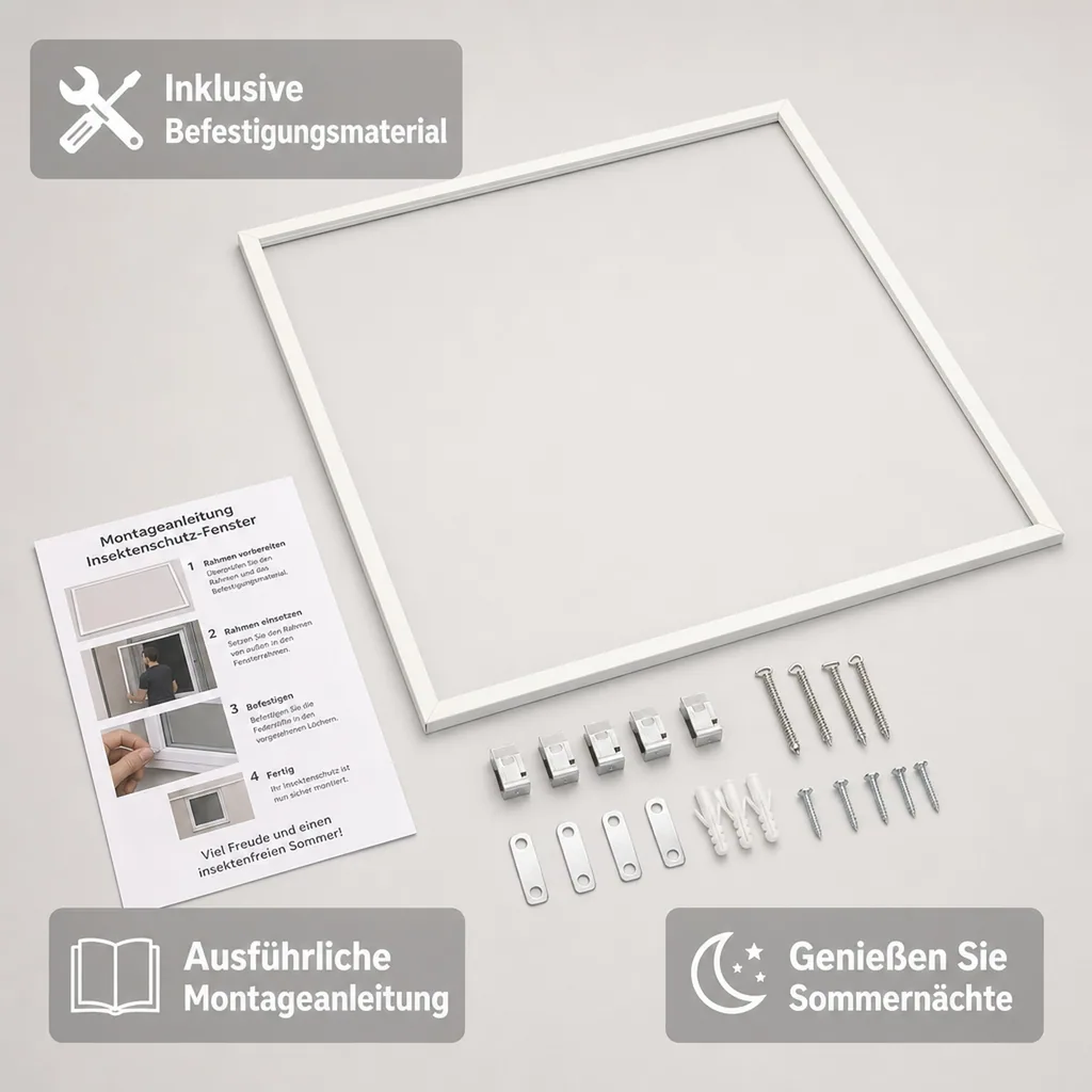 Insektenschutz - Fenster, Farbe weiß, 100 x 100 cm
