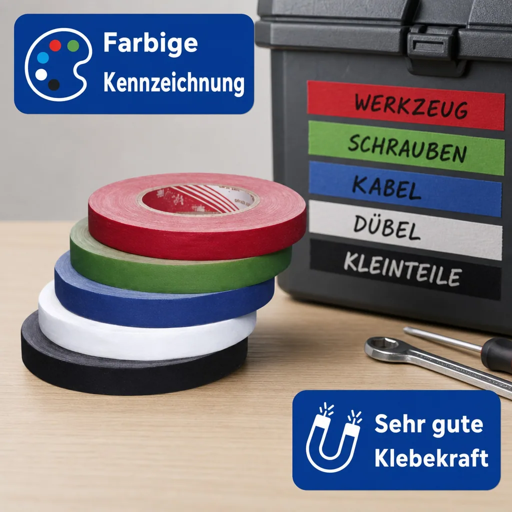 Gewebeklebebänder farbig 10 m - 5 Stück