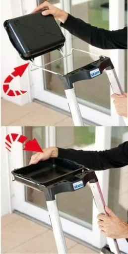 Stufen-Stehleiter Secury mit 4 Stufen und mit Ablage