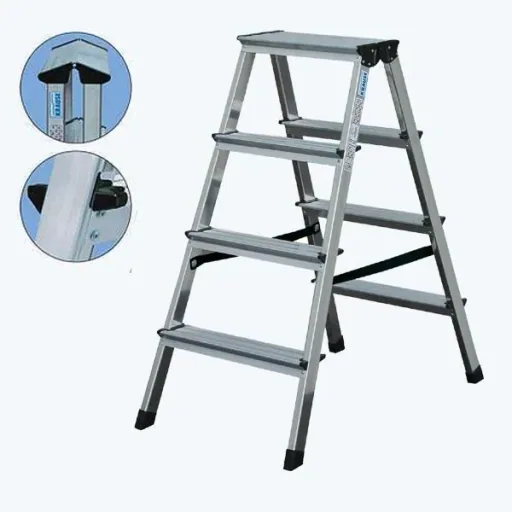 Alu Stufen Doppelleiter 2 x 4 Stufen