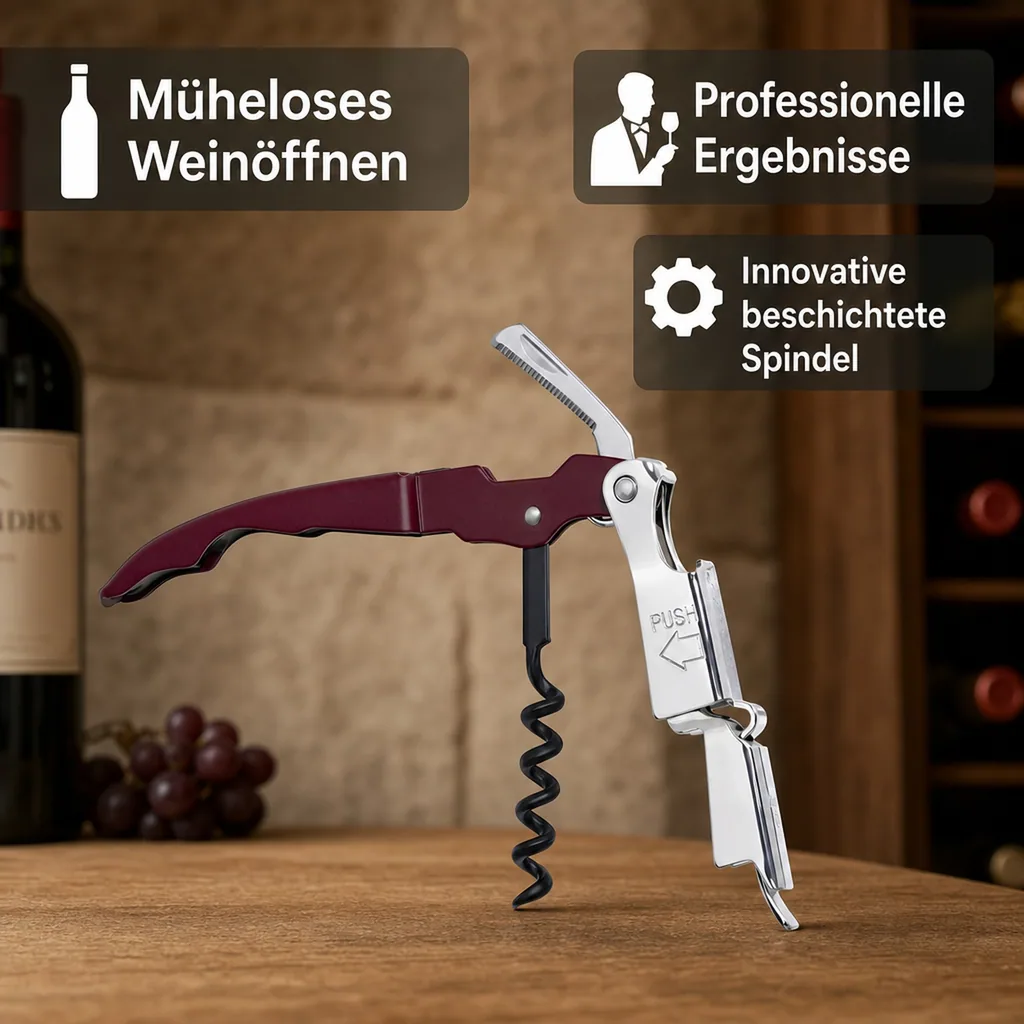 Kellnermesser, Sommeliermesser mit Kapselheber - Rapido, Bordeaux - Professioneller Korkenzieher für müheloses Weinöffnen
