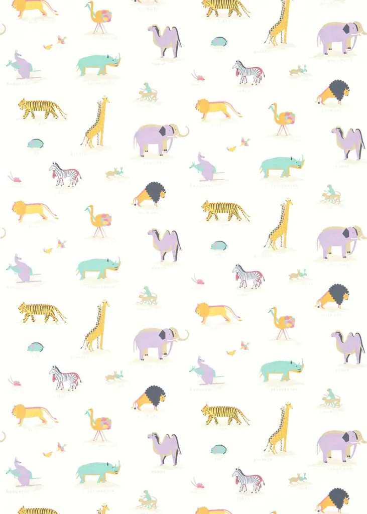 Little Sanderson Abracazoo Motivstoff Safari Tiere aqua lila orange