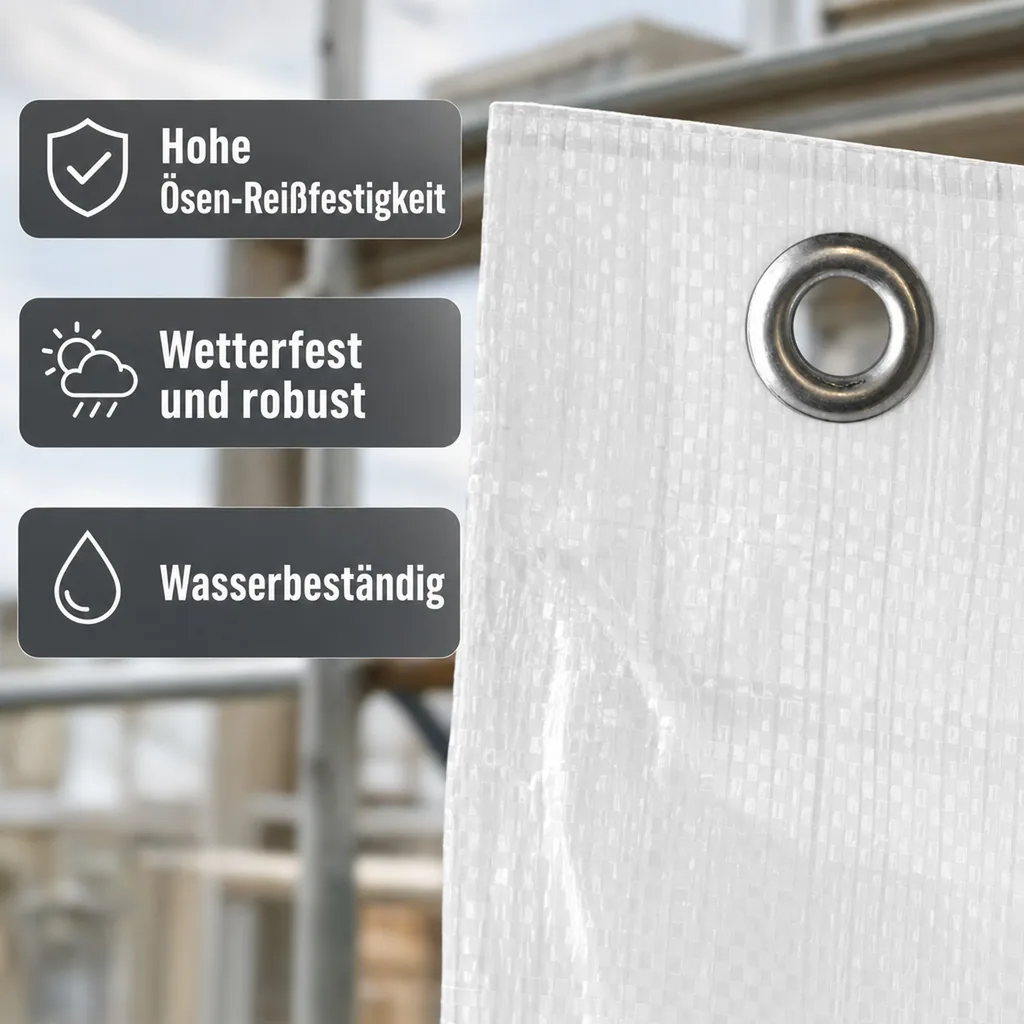 Gerüstplane 3,10 x 10 m 150 g/m² Weiss
