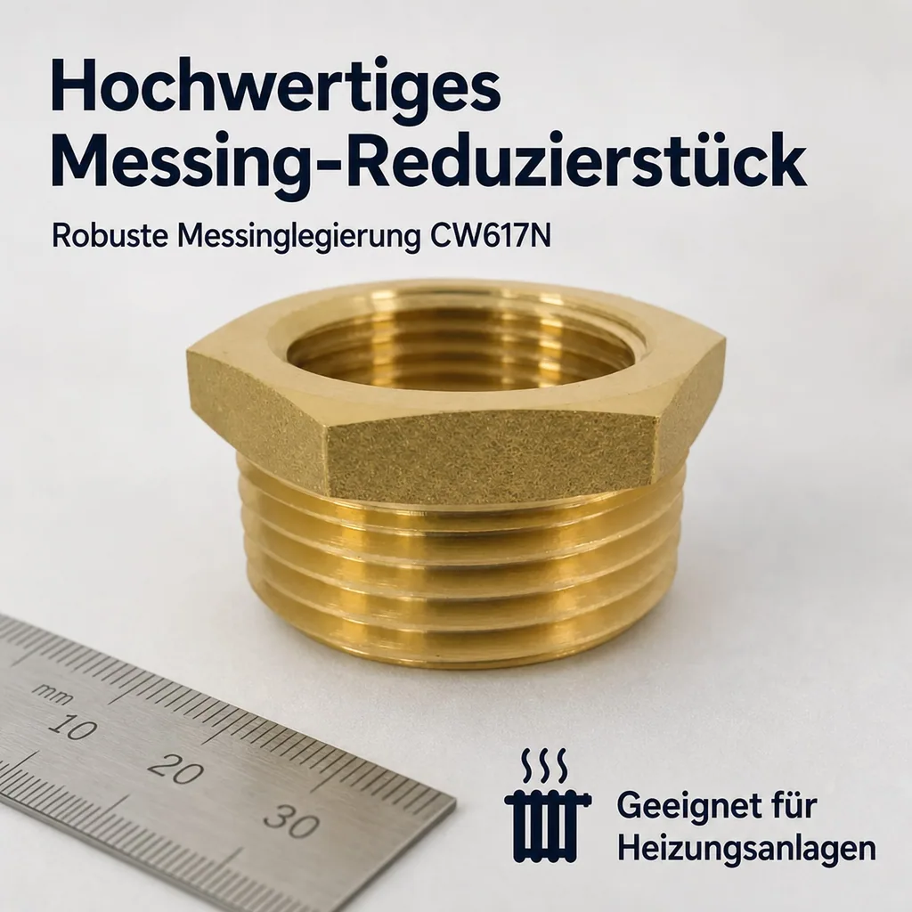Messing Reduzierstück, Gewindefitting, 3/4" AG x 3/8" IG